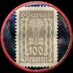 Timbre monnaie Julius Ruziczka - Graz - 100 kronen sur fond bleu imprim� - revers