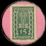 Timbre-monnaie Schleifhahn - Wien VII - 15 kronen sur fond rose - revers