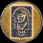 Timbre-monnaie V.Tomann - Wien - 50 heller sur fond dor� - revers