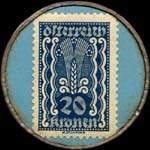 Timbre-monnaie V.Tomann - Wien - 20 kronen sur fond bleu - revers