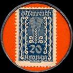 Timbre-monnaie V.Tomann - Wien - 20 kronen sur fond orange - revers