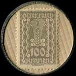 Timbre-monnaie V.Tomann - Wien - 100 kronen sur fond quadrill� - revers