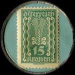 Timbre-monnaie Johann Urban & Sohn - Wien - 15 kronen sur fond bleu - revers