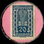 Timbre-monnaie Versicherungsanstalt - Wien - 20 kronen sur fond rose - revers