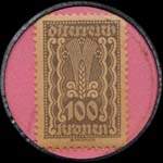 Timbre-monnaie Versicherungsanstalt - Wien - 100 kronen sur fond rose - revers
