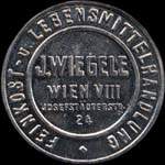 Timbre-monnaie J. Wiegele - 10 heller orange sur fond marbr� - avers