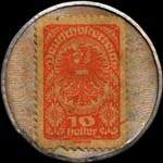 Timbre-monnaie J. Wiegele - 10 heller orange sur fond marbr� - revers