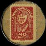 Timbre-monnaie J. Wiegele - 40 heller rouge sur fond marbr� - revers