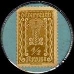 Timbre-monnaie J. Wiegele - 1/2 krone sur fond bleu clair - revers