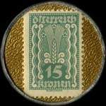 Timbre-monnaie J. Wiegele - 15 kronen sur fond dor� - revers