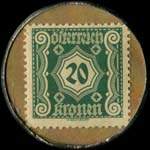 Timbre-monnaie J. Wiegele - 20 kronen sur fond marbr� - revers