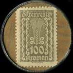 Timbre-monnaie J. Wiegele - 100 kronen sur fond marbr� - revers