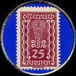 Timbre-monnaie J.E. Zacharias - Wien VII. Mariahilferstr.31 - 25 kronen sur fond bleu - revers