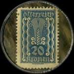 Timbre-monnaie J.E. Zacharias - Wien I. Seilergasse 1 - 20 kronen sur fond marbr� - revers