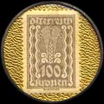 Timbre-monnaie Zivnostenska Banka - Wien I - 100 kronen sur fond dor� - revers