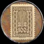 Timbre-monnaie Zivnostenska Banka - Wien I - 100 kronen sur fond marbr� - revers