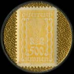 Timbre-monnaie Zivnostenska Banka - Wien I - 500 kronen sur fond dor� - revers