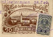 Biefmarkengeld Ansfelden - 10 heller type 2 - timbre-monnaie - encased stamp - gutschein - front