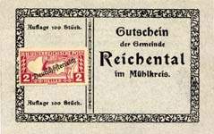 Biefmarkengeld Reichental - 2 heller - timbre-monnaie - encased stamp - gutschein - front