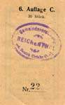 Biefmarkengeld Reichental - 6 heller orange 6 C - timbre-monnaie - encased stamp - gutschein - back