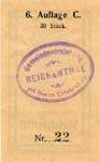 Timbre-monnaie (gutschein) Reichental im Muehlkreis - 40 heller violet sur papier tamponn� - dos