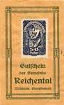 Biefmarkengeld Reichental - 50 heller bleu-noir 6 B - timbre-monnaie - encased stamp - gutschein - front