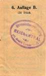 Biefmarkengeld Reichental - 50 heller bleu-noir 6 B - timbre-monnaie - encased stamp - gutschein - back