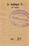 Biefmarkengeld Reichental - 1 krone bleu 5 C - timbre-monnaie - encased stamp - gutschein - back
