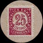 Carton moneda Alava 1936 - 25 centimos - timbre-monnaie de fantaisie - Espagne - revers