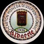 Carton moneda Albacete 1936 - 10 centimos - timbre-monnaie de fantaisie - Espagne - avers