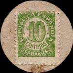 Carton moneda Albacete 1936 - 10 centimos - timbre-monnaie de fantaisie - Espagne - revers