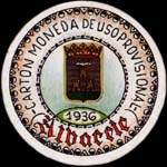 Timbre-monnaie de fantaisie - Albacete - 1936 - Espagne - carton moneda