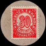 Carton moneda Albacete 1936 - 30 centimos - timbre-monnaie de fantaisie - Espagne - revers