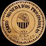 Carton moneda Alba del Valles 1937 - 5 centimos - timbre-monnaie de fantaisie - Espagne - avers
