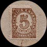 Carton moneda Alba del Valles 1937 - 5 centimos - timbre-monnaie de fantaisie - Espagne - revers