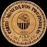 Carton moneda Alba del Valles 1937 - 45 centimos - timbre-monnaie de fantaisie - Espagne - avers