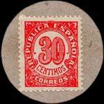 Carton moneda Alicante 1936 - 30 centimos - timbre-monnaie de fantaisie - Espagne - revers