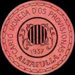 Carton moneda Altafulla 1937 - 30 centimos - timbre-monnaie de fantaisie - Espagne - avers