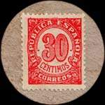 Carton moneda Altafulla 1937 - 30 centimos - timbre-monnaie de fantaisie - Espagne - revers