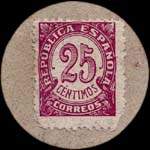 Carton moneda Ametlla de Mar 1937 - 25 centimos - timbre-monnaie de fantaisie - Espagne - revers