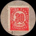 Carton moneda Ametlla de Mar 1937 - 30 centimos - timbre-monnaie de fantaisie - Espagne - revers