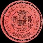 Timbre-monnaie de fantaisie - Amposta - 1937 - Espagne - carton moneda