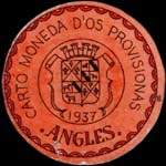 Carton moneda Angles 1937 - 20 centimos - timbre-monnaie de fantaisie - Espagne - avers