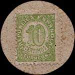 Carton moneda Arbucies 1937 - 10 centimos - timbre-monnaie de fantaisie - Espagne - revers