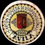 Carton moneda Avila 1936 - 30 centimos - timbre-monnaie de fantaisie - Espagne - avers