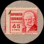 Carton moneda Avila 1936 - 45 centimos - timbre-monnaie de fantaisie - Espagne - revers