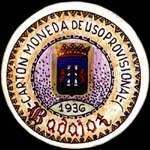 Carton moneda Badajoz 1936 - 60 centimos - timbre-monnaie de fantaisie - Espagne - avers