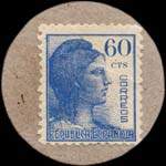 Carton moneda Badajoz 1936 - 60 centimos - timbre-monnaie de fantaisie - Espagne - revers