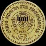 Timbre-monnaie de fantaisie - Baix Montseny - 1937 - Espagne - carton moneda