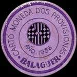 Carton moneda Balaguer 1936 - 10 centimos - timbre-monnaie de fantaisie - Espagne - avers